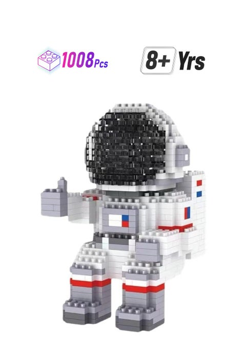 Astronaut Mini Building Blocks Micro Blocks Cool Small Toys with Led Lighting Kit Astronaut Micro Block Model Set Gift for Kids or Adults Space Toy Puzzle Assembling Toys(1008 Pieces)