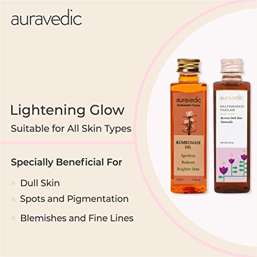 Auravedic Auravedic Kumkumadi tailam for face Kumkumadi face oil for glowing skin  Nalpamaradi thailam 100 ml pack of 2 kumkumadi oil pigmentation serum body oil after bath for daily use  - Image 2
