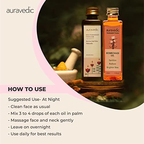 Auravedic Auravedic Kumkumadi tailam for face Kumkumadi face oil for glowing skin  Nalpamaradi thailam 100 ml pack of 2 kumkumadi oil pigmentation serum body oil after bath for daily use  - Image 4