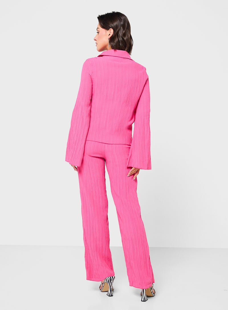Ginger Plisse Button Down Shirt & Pant Set - Image 2