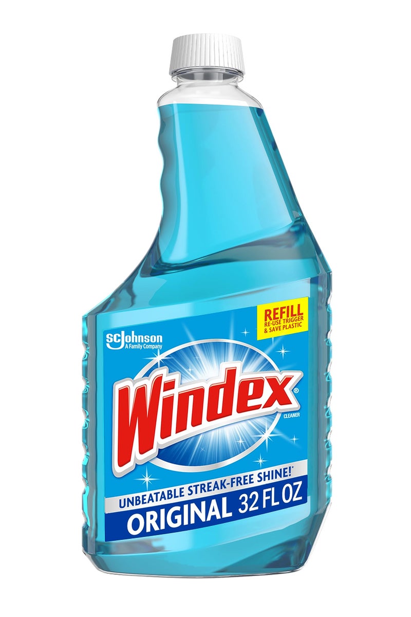 Windex Glass and Window Cleaner Spray Bottle, Bottle Made from 100% Recycled Plastic, Surface Cleaning Spray, Original Blue Scent, 32 Fl Oz - Image 1