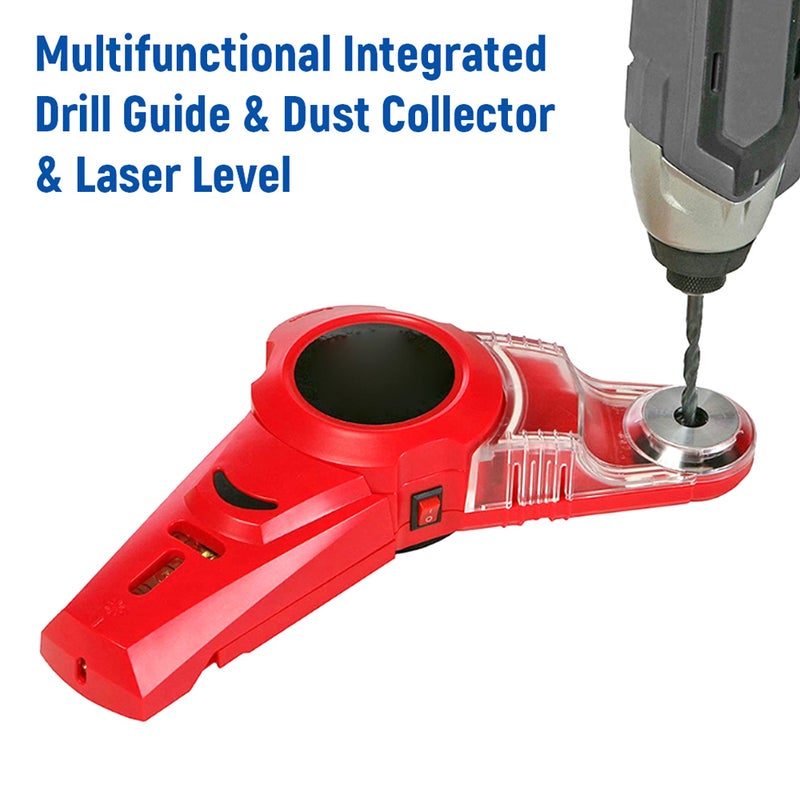 Portable Detachable Collector 2 In 1 Wall Electric Drilling Collector Catcher Horizontal Line Locator with Spirit-Bubble Easy Aligning Simple Attachment to the Wall - Image 4