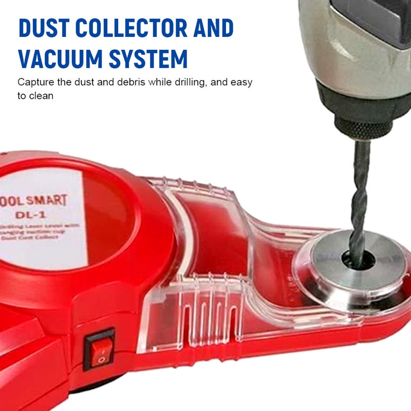 Portable Detachable Collector 2 In 1 Wall Electric Drilling Collector Catcher Horizontal Line Locator with Spirit-Bubble Easy Aligning Simple Attachment to the Wall - Image 3