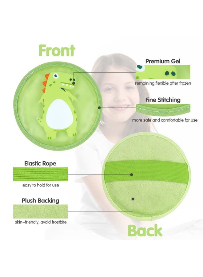 Hilph حزم ثلج للأطفال للإصابات، حزم ثلج قابلة لإعادة الاستخدام للأطفال مع دعم ناعم للإصابات، 3 حزم من حزم الجل الديناصور الساخنة والباردة للانتفاخات والكدمات، الأسنان الحكيمة - Image 3