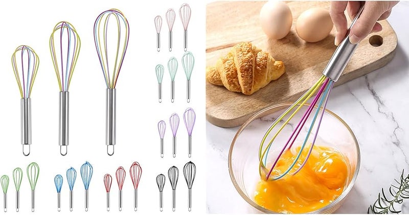 خفاقة البيض اليدوية السيليكونية، أداة خلط الكيك وأدوات الخبز في المطبخ - Image 3