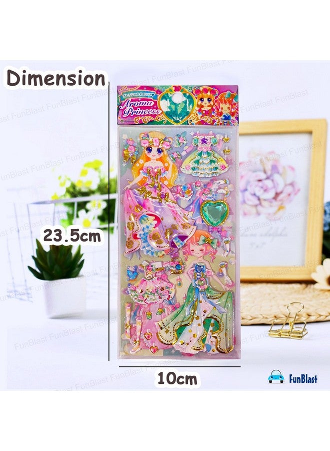 FunBlast Kawaii Stickers Set - Set of 4 Princess Dress-Up Change Stickers, DIY 3D Stickers for Girls, Aesthetic Sticker, Cute Stickers, Self-Adhesive Stickers, Puffy Sticker Set (1+2+3+4) - Image 2