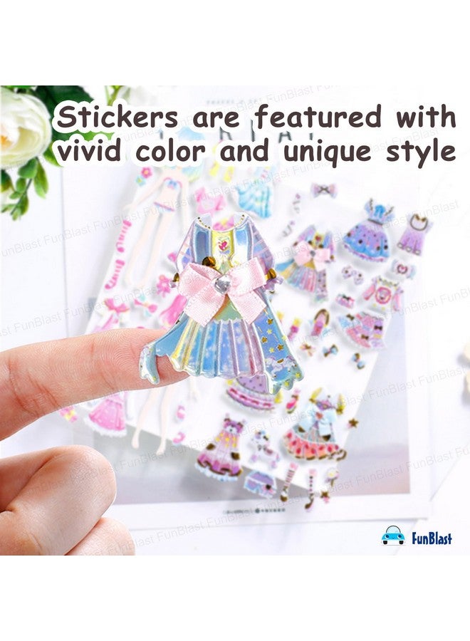 FunBlast Kawaii Stickers Set - Set of 4 Princess Dress-Up Change Stickers, DIY 3D Stickers for Girls, Aesthetic Sticker, Cute Stickers, Self-Adhesive Stickers, Puffy Sticker Set (1+2+3+4) - Image 3