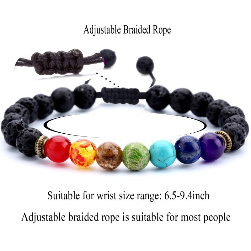 Hamoery Men Women 8mm Lava Rock Beads Chakra Bracelet Braided Rope Natural Stone Yoga Bracelet Bangle - Image 5