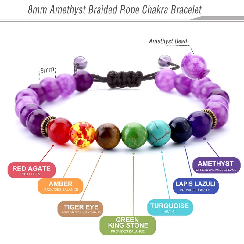 Hamoery Men Women 8mm Lava Rock Beads Chakra Bracelet Braided Rope Natural Stone Yoga Bracelet Bangle - Image 3