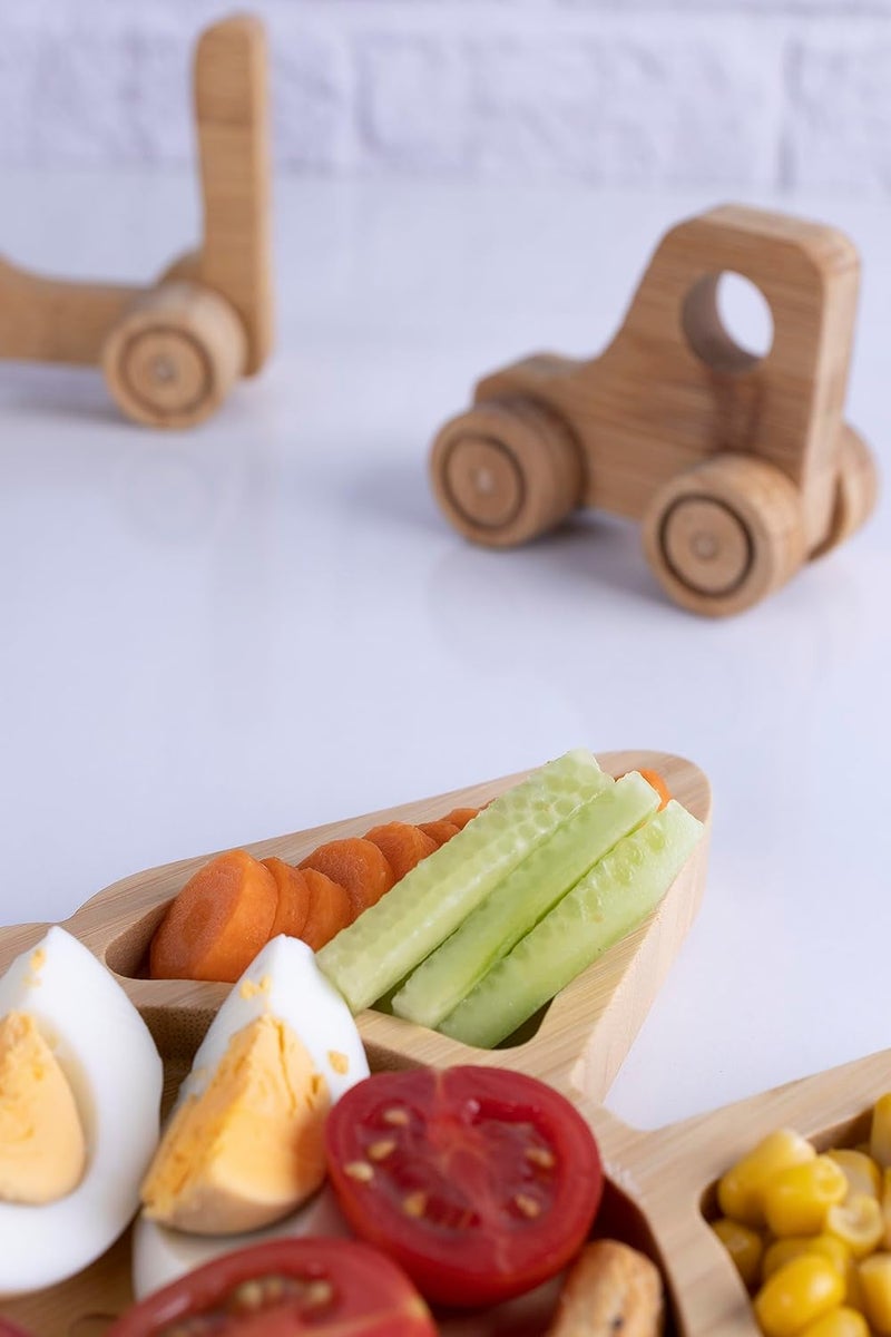 Bambum Natural Bamboo Divided Dinner Plate for Kids with Dog Design Modern Style Animal Print 9 Inches 1 Count - Image 5