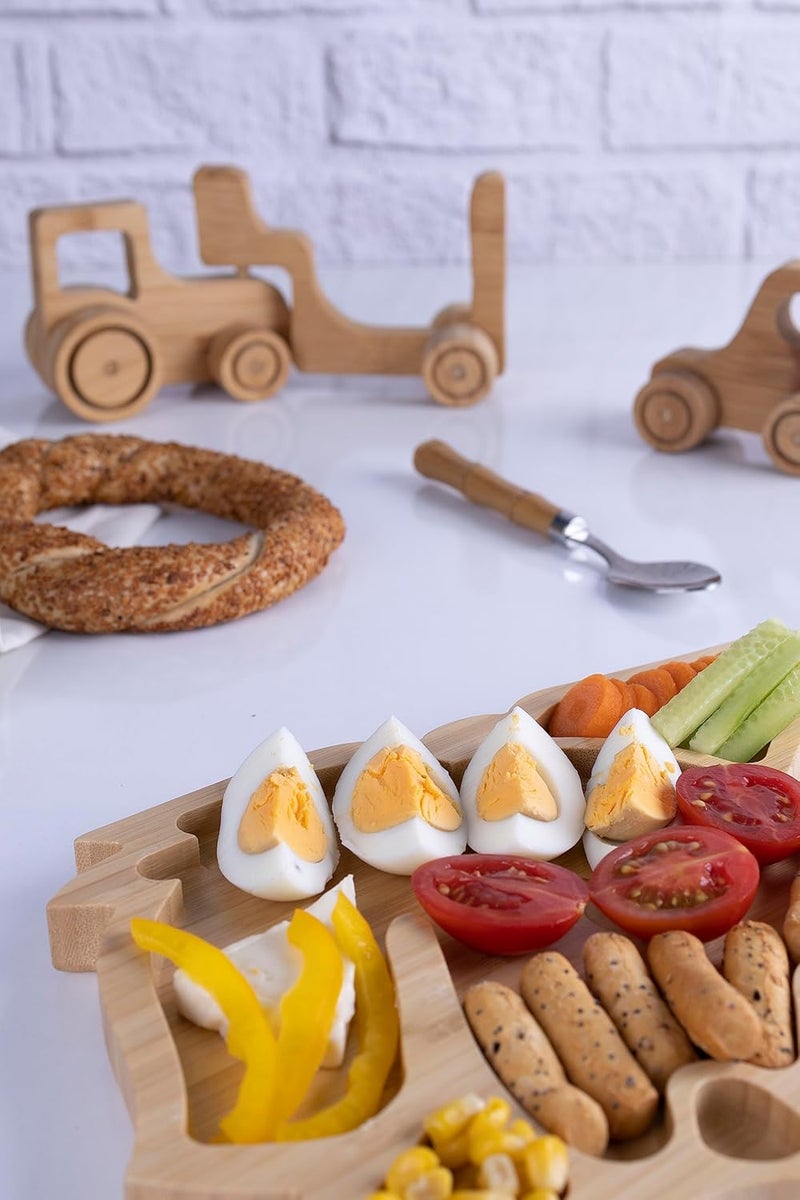 Bambum Natural Bamboo Divided Dinner Plate for Kids with Dog Design Modern Style Animal Print 9 Inches 1 Count - Image 4