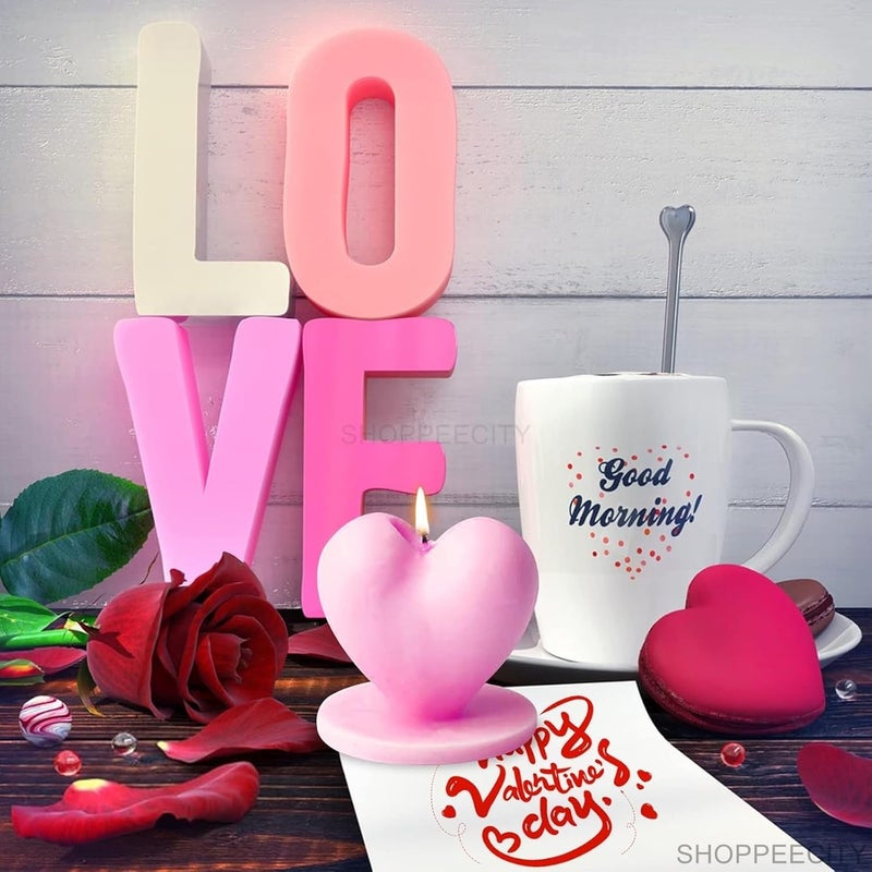 Shoppeecity 3D Heart Shaped Candle Molds for Candle Making I 3D Fondant Silicone Heart Shape with Base Scented Wax Mould I Succulent Molds Handmade Candles Making for Mousse Dessert Soap Cake DIY Decorating 1pcs - Image 5