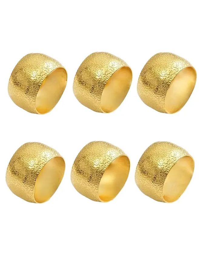 Set of 6 Golden Napkin Rings Clips for Christmas Thanksgiving Wedding Party Dinner Banquet - Image 1