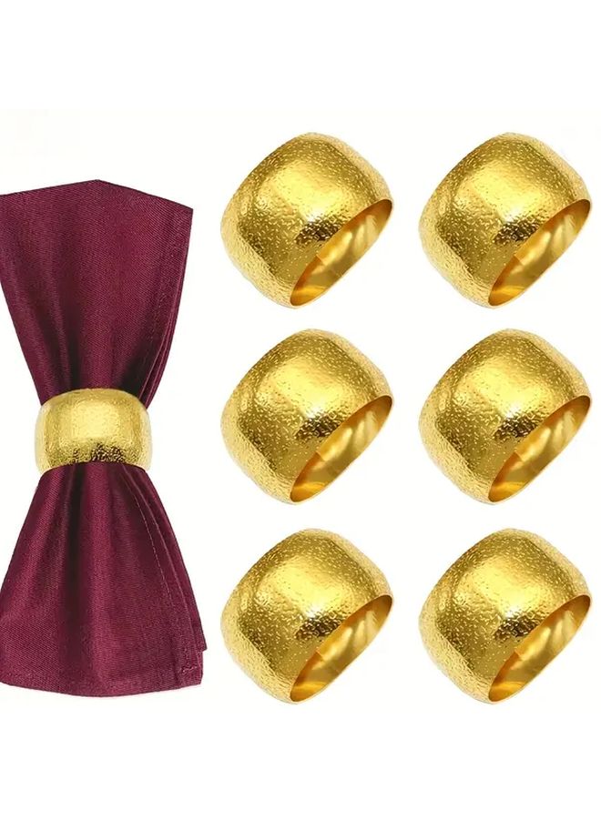 Set of 6 Golden Napkin Rings Clips for Christmas Thanksgiving Wedding Party Dinner Banquet - Image 2