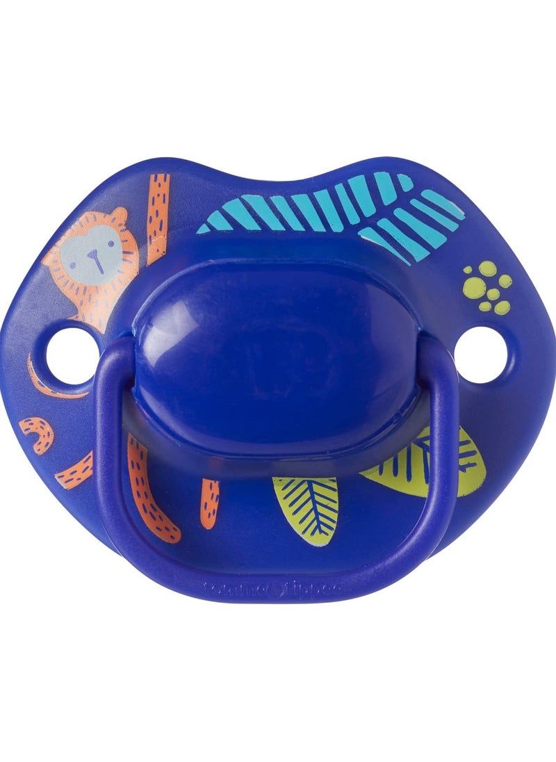 Tommee Tippee UK - Moda Soothers Symmetrical Orthodontic Design BPA Free Silicone Bagley Includes Steriliser Box 6 to 18 Months Pack of 2 Dark Blue - Image 1