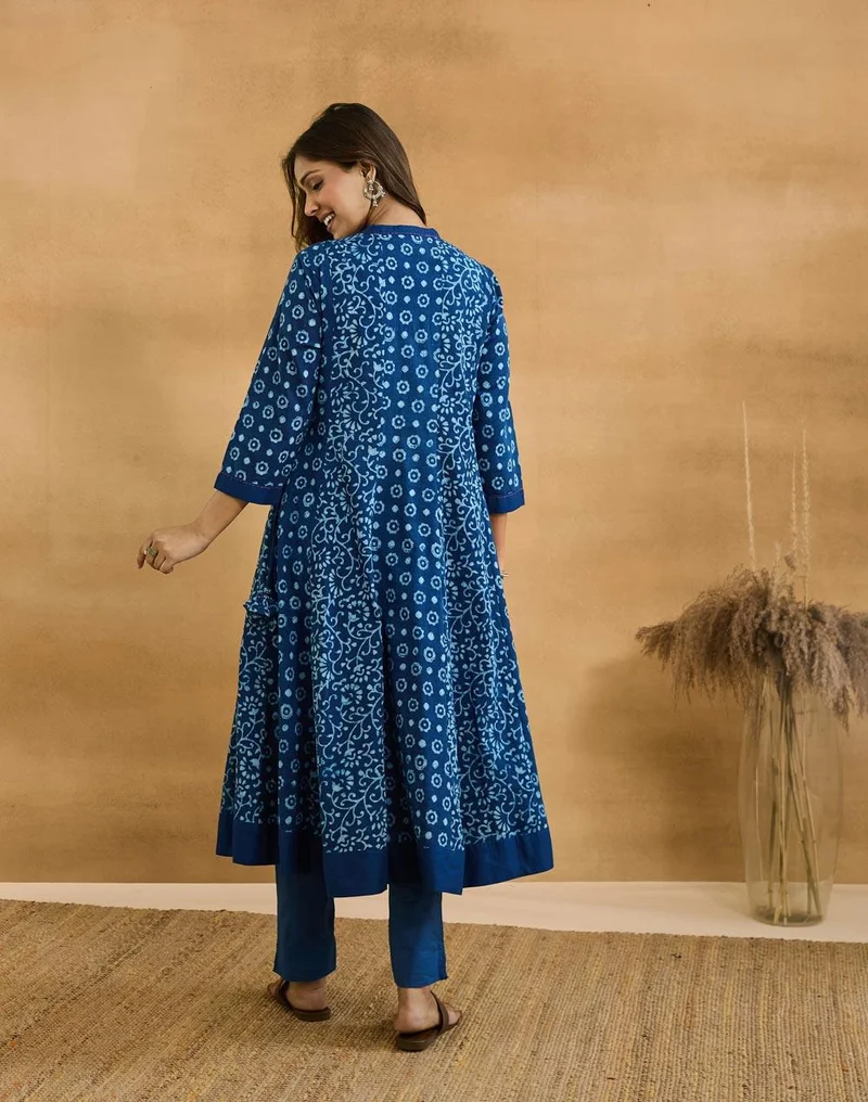 Fabindia  Indigo Cotton Dabu Long Kurta for Women | Best Price UAE