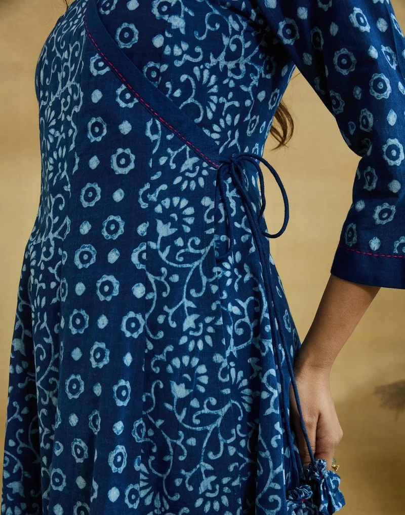 Fabindia  Indigo Cotton Dabu Long Kurta for Women | Best Price UAE