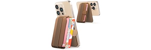 Sinjimoru Magnetic Wallet for iPhone Phone Wallet with Adjustable Stand Compatible with MagSafe Brown - Image 1