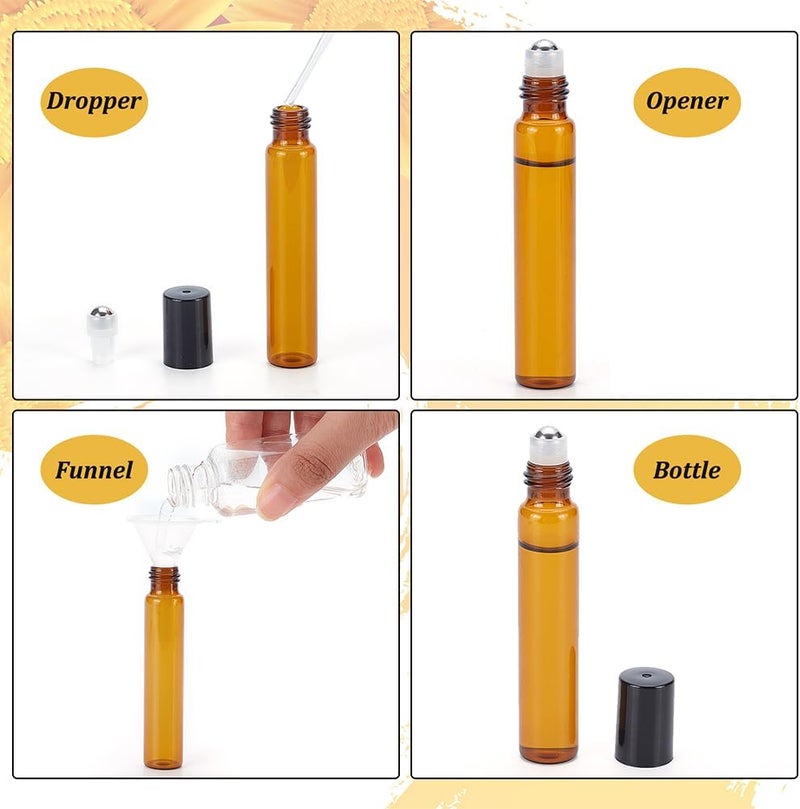 BENECREAT 10ml 30 Packs Sienna Glass Roller Bottles Refillable Container for Essential Oils, Aromatherapy, Fragrance,Lip Balms, with 5pcs 3ml Pipette Included - Image 4