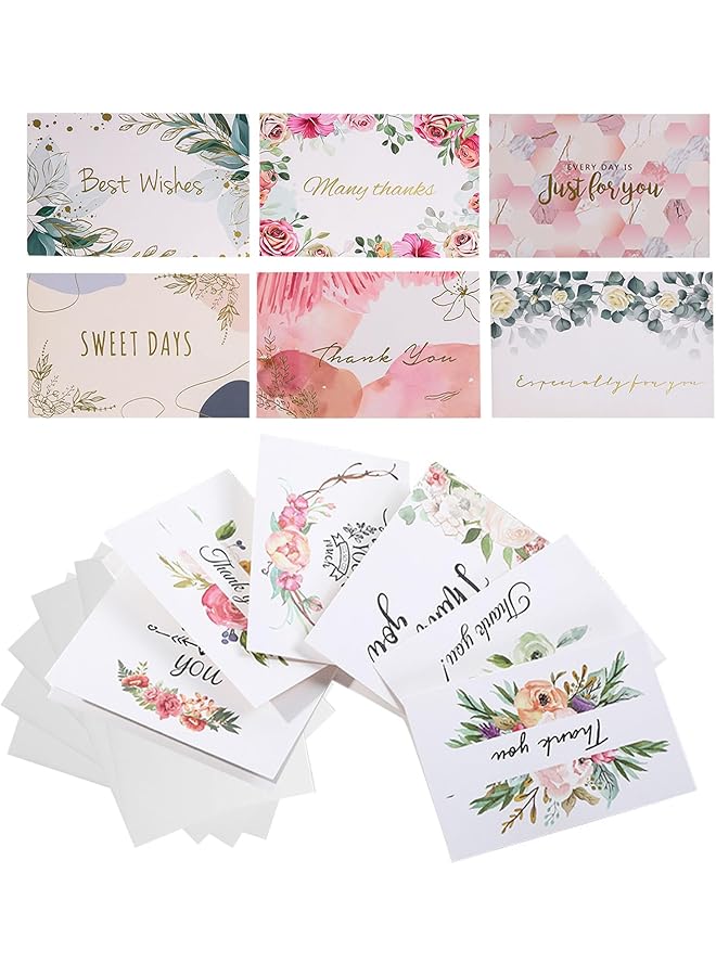 إيروريكس بطاقات شكر مكونة من 12 بطاقة ملاحظات فارغة مع مظاريف ذاتية الغلق مثالية لبطاقات هدايا الزفاف والتخرج وحفلات استقبال المولود - Image 1