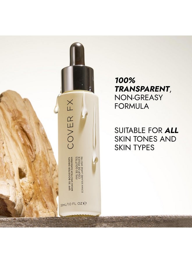 كوفر إف إكس قطرات Cover FX SPF 30 المعززة - واقي شمس مرطب واسع الطيف - تركيبة شفافة غير دهنية - لجميع أنواع البشرة ودرجاتها - 1 أونصة سائلة  - Image 2