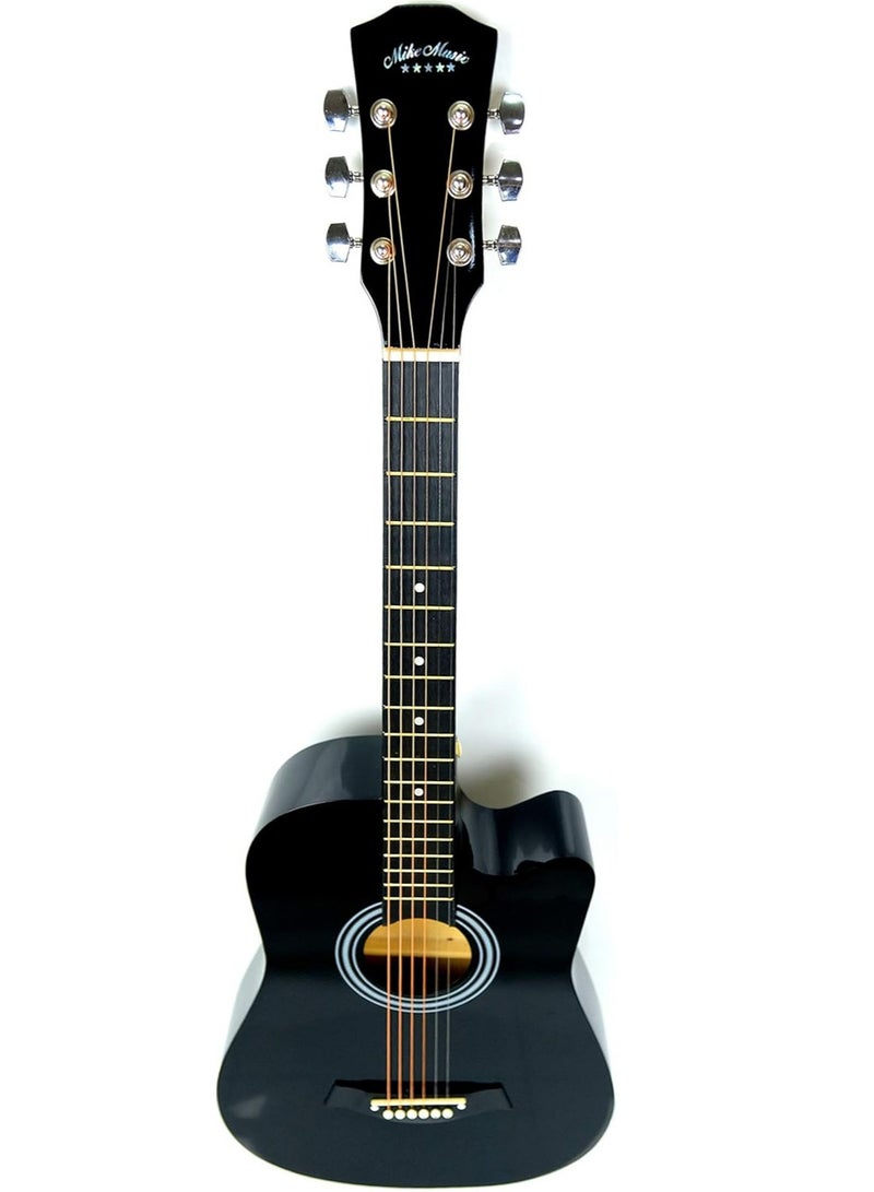 Mike Music 38 Inch Acoustic Guitar for Beginner Adult Teen, Full Size Guitar Acoustic 6-Strings Acoustic Guitar Set With Accessories Gig Bag, Picks, Right Hand, Glossy Black  - Image 2
