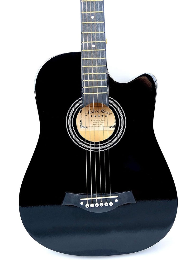 Mike Music 38 Inch Acoustic Guitar for Beginner Adult Teen, Full Size Guitar Acoustic 6-Strings Acoustic Guitar Set With Accessories Gig Bag, Picks, Right Hand, Glossy Black  - Image 5