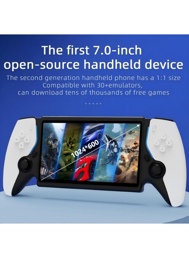 7.0-inch IPS screen Linux system retro handheld game console with 64GB storage, supporting over 30 simulators with HDMI output, two-player version Blue and Red - Image 2