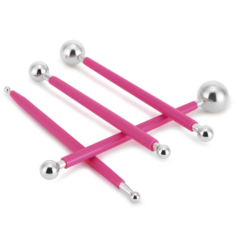 Ailaxq Cake Decorating Metal ball Fondant Pan Flower Clay Sugar Craft Ball Model DIY Tool Pink