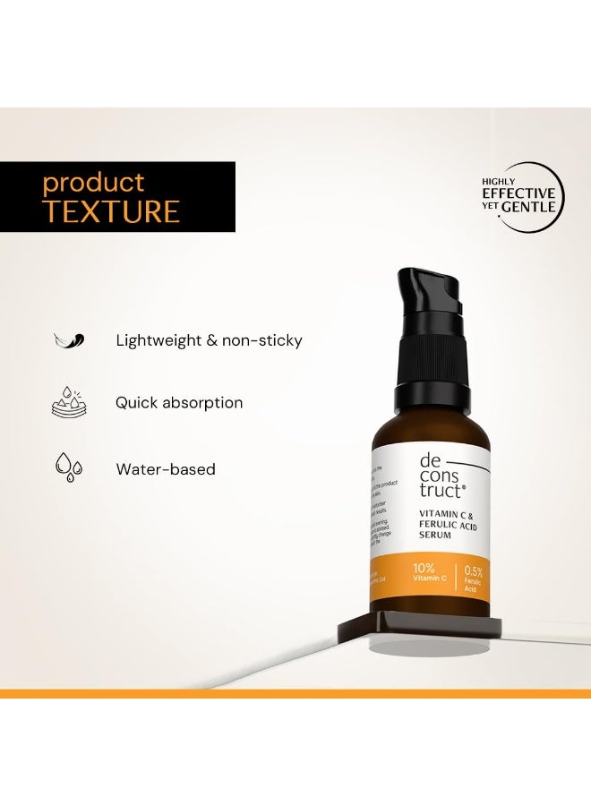 Deconstruct 10% Vitamin C Serum | Non-Irritating & Non-Sticky | Tested for Oily, Sensitive Skin | Beginner-Friendly| Brightens Dull Skin, Evens Tone | No Purging | With 0.5% Ferulic Acid|30ml - Image 3