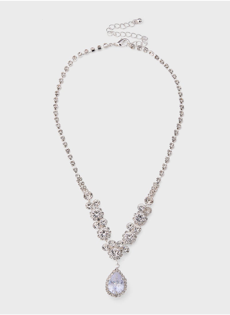 Ella Limited Edition Diamante Necklace & Drop Earrings Set  - Image 1