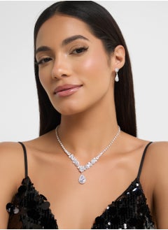Ella Limited Edition Diamante Necklace & Drop Earrings Set  - Image 4