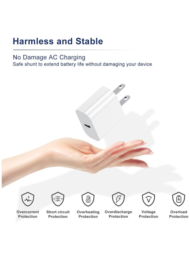 إلترازون 2Pack 20W USB C Fast Charging and 2M USB C to C Cable Cord, Type C Wall Plug Power Adapter for iPad Pro 2022/2021/2020/2018,12.9/11/10.9 inch,iPad Air 4/5th - Image 5