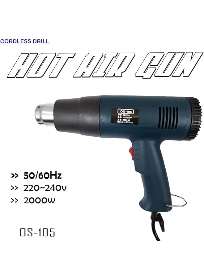 erorex Heat Gun 2000W Multi Purpose Heavy Duty Hot Air Gun Dual Temperature Air Gun Air Heating Gun 220 240V 50 60Hz Os 105 - Image 3