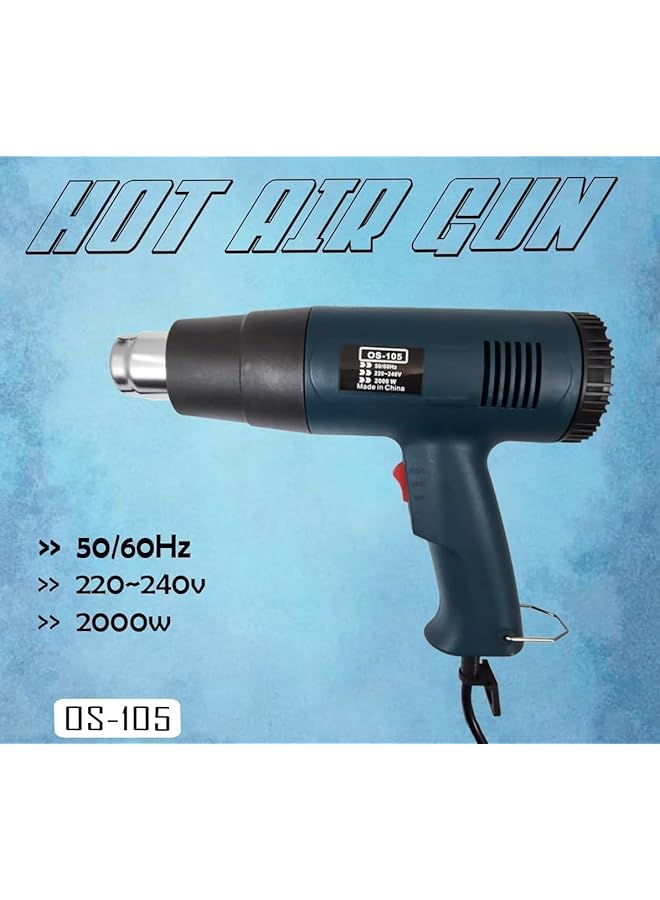 erorex Heat Gun 2000W Multi Purpose Heavy Duty Hot Air Gun Dual Temperature Air Gun Air Heating Gun 220 240V 50 60Hz Os 105 - Image 4