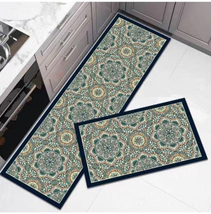 KITCHEN RUGS MAT SET 2 PCS CUSHIONED ANTIFATIGUE KITCHEN RUG WATERPROOF NONSLIP KITCHEN MATS AND OIL PROOF AND DIRT RESISTANCE MAT COMFORT FOAM RUG FOR KITCHEN SINK OFFICE120X4060X40CM