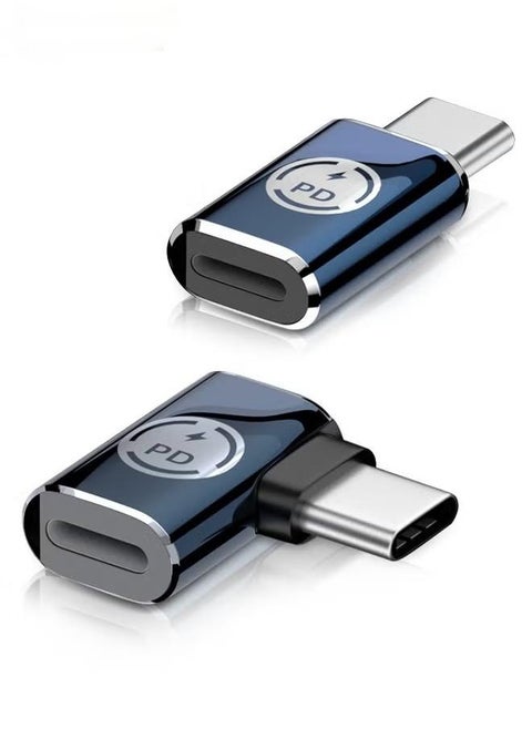 2 Pack USB C Male to Lightning Female Adapter, 90 Degree Angle USB C to Lightning Connector for iPhone 15/15 Pro/15 Pro Max/15 Plus, iPad Air, Galaxy, Pixel, Support Charging and Data Transfer