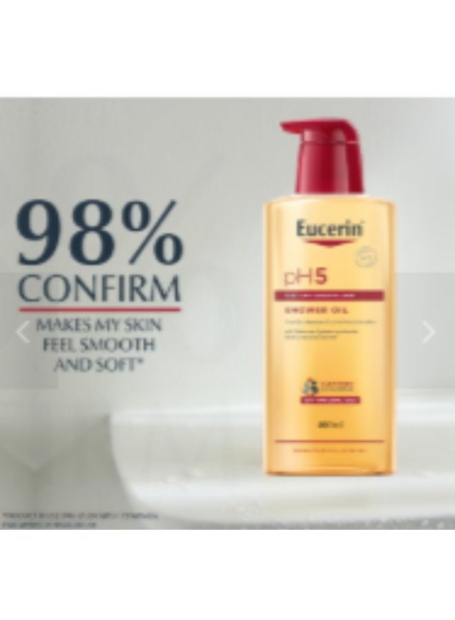 Eucerin Shower Oil Daily Body Cleanser With Natural Caring Oil Ph5 Allergy-Prone Skin 400ml - Image 2