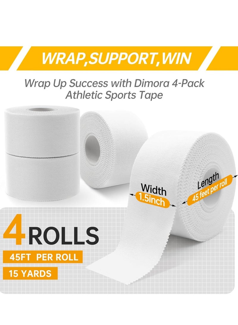 جوي لينك 4 عبوات من الشريط الرياضي الأبيض الشريط الرياضي اللاصق القوي اللاصق لا يحتوي على بقايا لاصقة وعرضة للتمزق الشريط الرياضي يمنع الالتواءات والإجهاد (1.5 بوصة × 13.7 متر) - Image 2