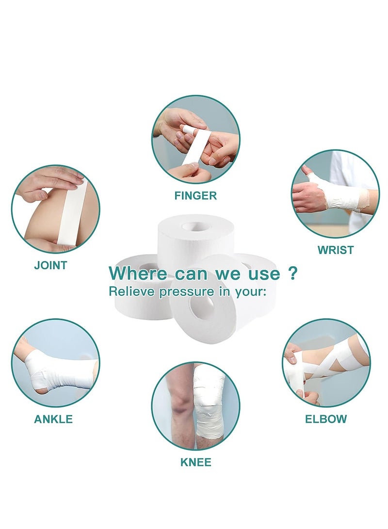 جوي لينك 4 عبوات من الشريط الرياضي الأبيض الشريط الرياضي اللاصق القوي اللاصق لا يحتوي على بقايا لاصقة وعرضة للتمزق الشريط الرياضي يمنع الالتواءات والإجهاد (1.5 بوصة × 13.7 متر) - Image 5