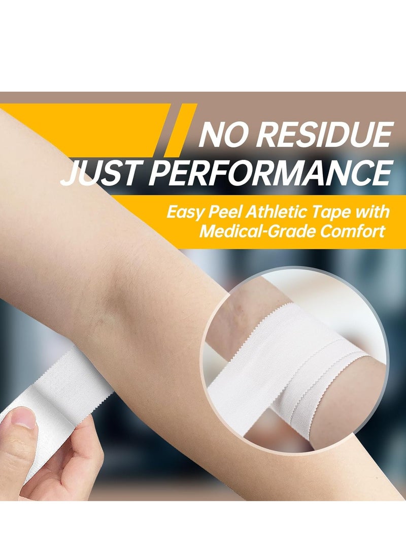 جوي لينك 4 عبوات من الشريط الرياضي الأبيض الشريط الرياضي اللاصق القوي اللاصق لا يحتوي على بقايا لاصقة وعرضة للتمزق الشريط الرياضي يمنع الالتواءات والإجهاد (1.5 بوصة × 13.7 متر) - Image 3