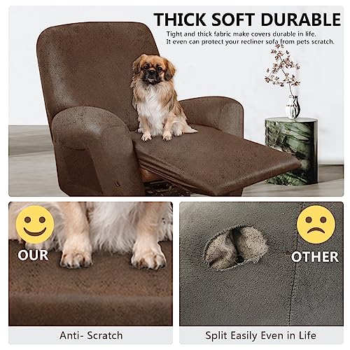 ANARACHON Leather Look Oversize Recliner Chair Covers, Thick 4 Pieces Lazy Boy Recliner Covers for Recliner Chair, Leather Cover for Recliner Slipcovers for Pets Kids(X-Large, Brown) - Image 2