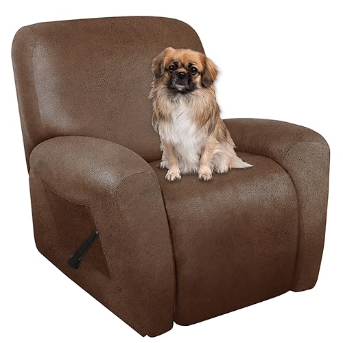 ANARACHON Leather Look Oversize Recliner Chair Covers, Thick 4 Pieces Lazy Boy Recliner Covers for Recliner Chair, Leather Cover for Recliner Slipcovers for Pets Kids(X-Large, Brown) - Image 1