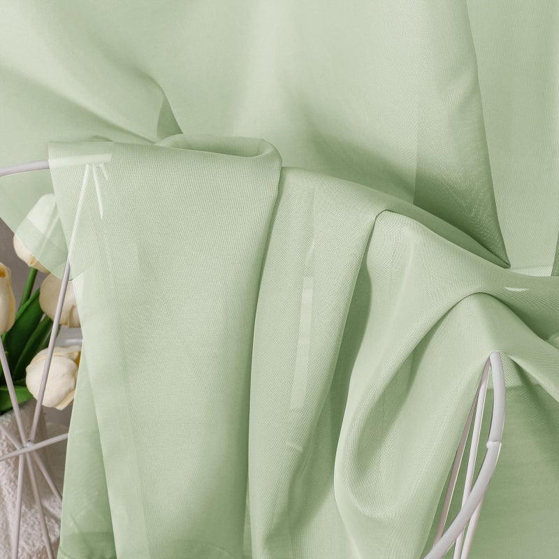 OVZME Light Green Sheer Curtains 96 Inches Long 2 Panels - Soft Light Filtering Window Sheer Panels for Living Room/Bedroom  Top Dual Rod Pocket  1 Pair  Each 42Wx96L Inches - Image 5