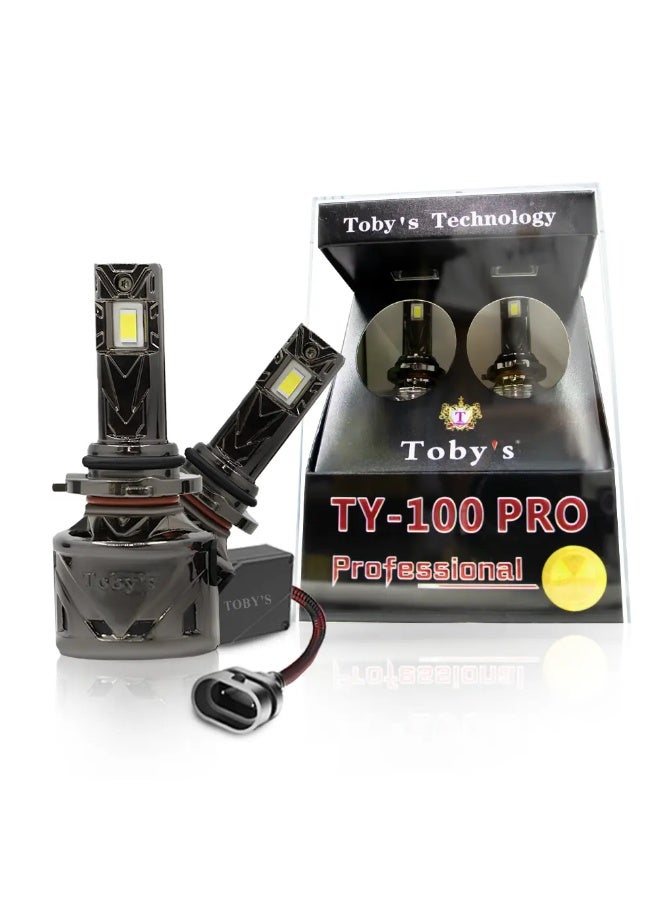 لمبات مصابيح أمامية LED للسيارة من Toby's TY100 PRO، قطعتان، قوة 100 واط، 10000 لومن، درجة حرارة اللون 6500 كلفن - 9006