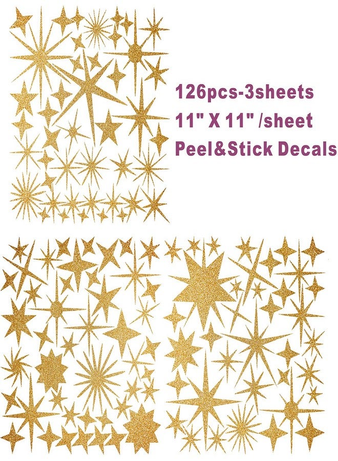 إيزما ملصقات جدارية لامعة على شكل نجمة، ملصقات جدارية لغرفة الأطفال، ديكورات جدارية فنية على شكل نجوم، ملصقات جدارية لغرفة الأطفال، ملصقات نجوم قابلة للإزالة وقابلة للتقشير واللصق، ديكور سماوي (ذهبي عتيق) - Image 5