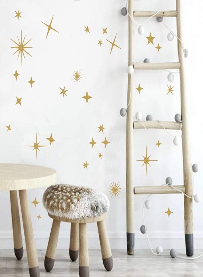 إيزما ملصقات جدارية لامعة على شكل نجمة، ملصقات جدارية لغرفة الأطفال، ديكورات جدارية فنية على شكل نجوم، ملصقات جدارية لغرفة الأطفال، ملصقات نجوم قابلة للإزالة وقابلة للتقشير واللصق، ديكور سماوي (ذهبي عتيق) - Image 3