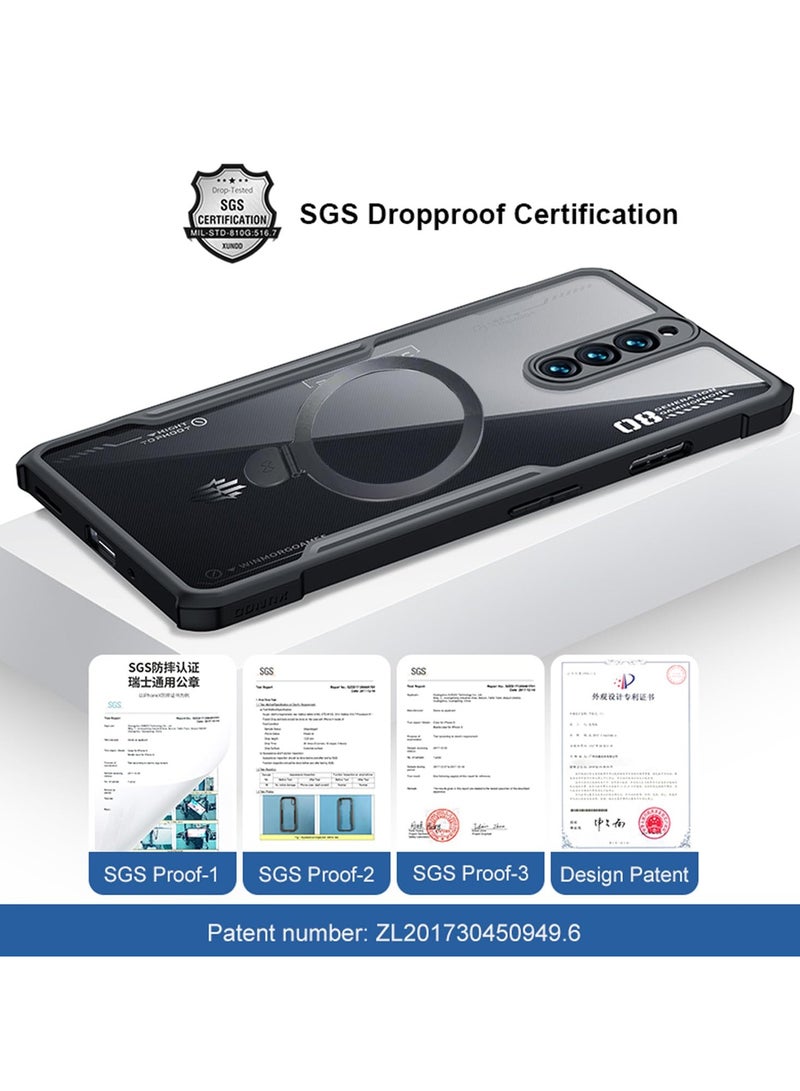 غطاء Red Magic 8 Pro/8 Pro+/8S Pro، TPU ناعم وأكريليك، مقاوم للصدمات بمعيار عسكري، غطاء مغناطيسي، أسود - Image 3