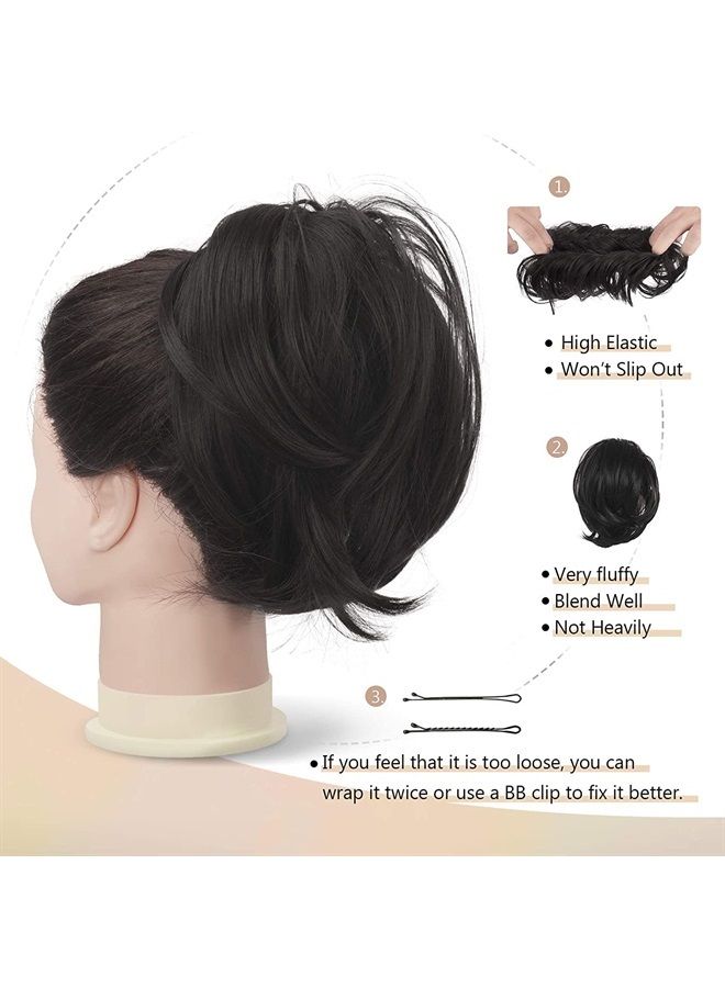 BARSDAR Hair Bun Ponytail Extension, Straight Synthetic Hairpiece Fully Short Ponytail Bun Extensions Hair Accessories Elastic Easy Scrunchie for Women (Ash White) - Image 3