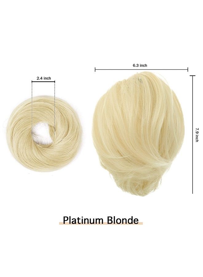 BARSDAR Hair Bun Ponytail Extension, Straight Synthetic Hairpiece Fully Short Ponytail Bun Extensions Hair Accessories Elastic Easy Scrunchie for Women (Ash White) - Image 2